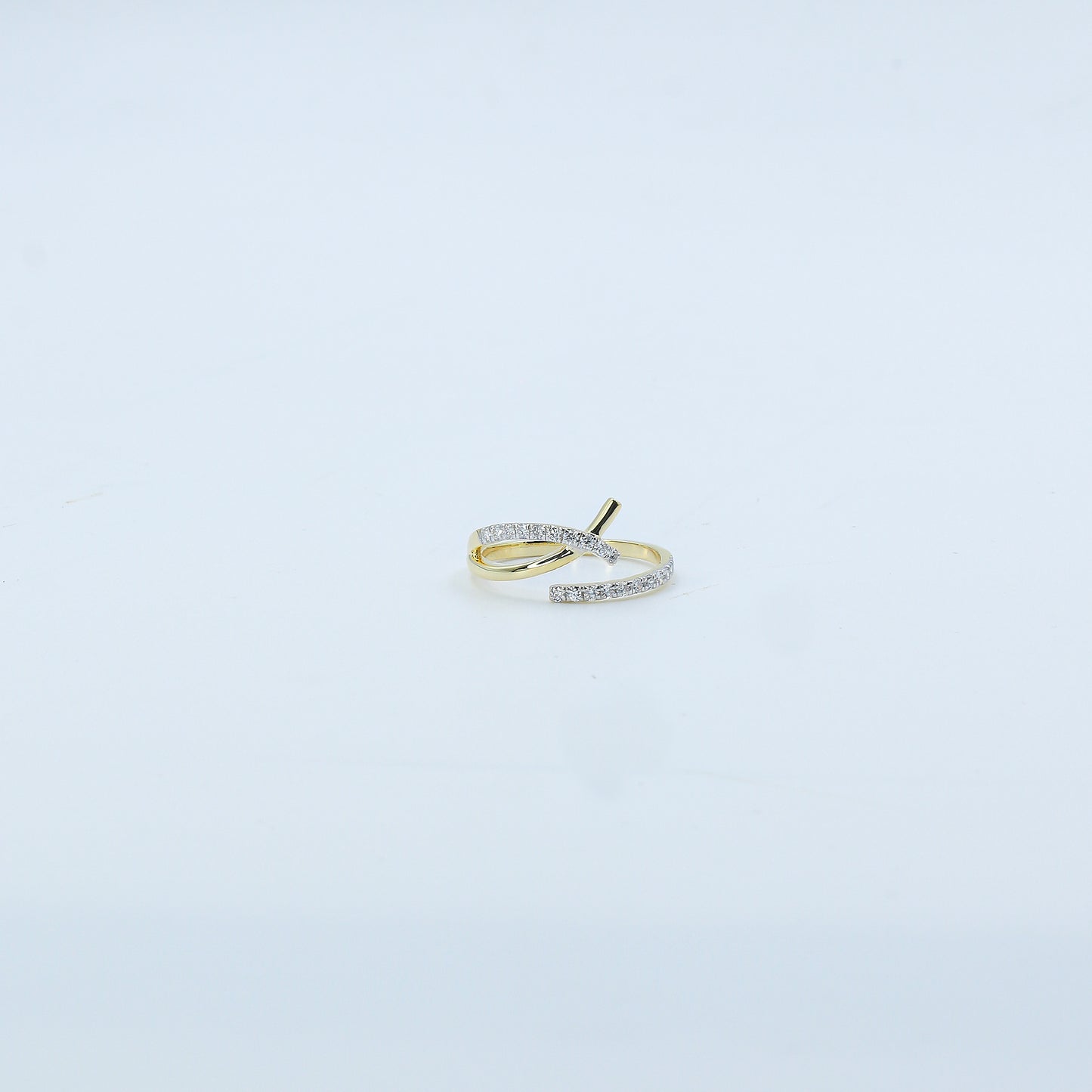 Two-Tone Crossover Diamond Bypass Ring