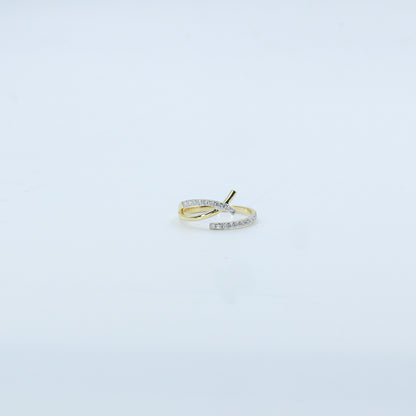 Two-Tone Crossover Diamond Bypass Ring