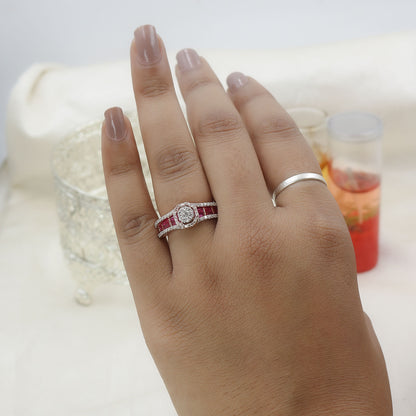Diamond & Crimson Royal Halo Ring