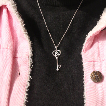 Key Heart Diamond Gold Pendant Necklace - Anirudh Jewels