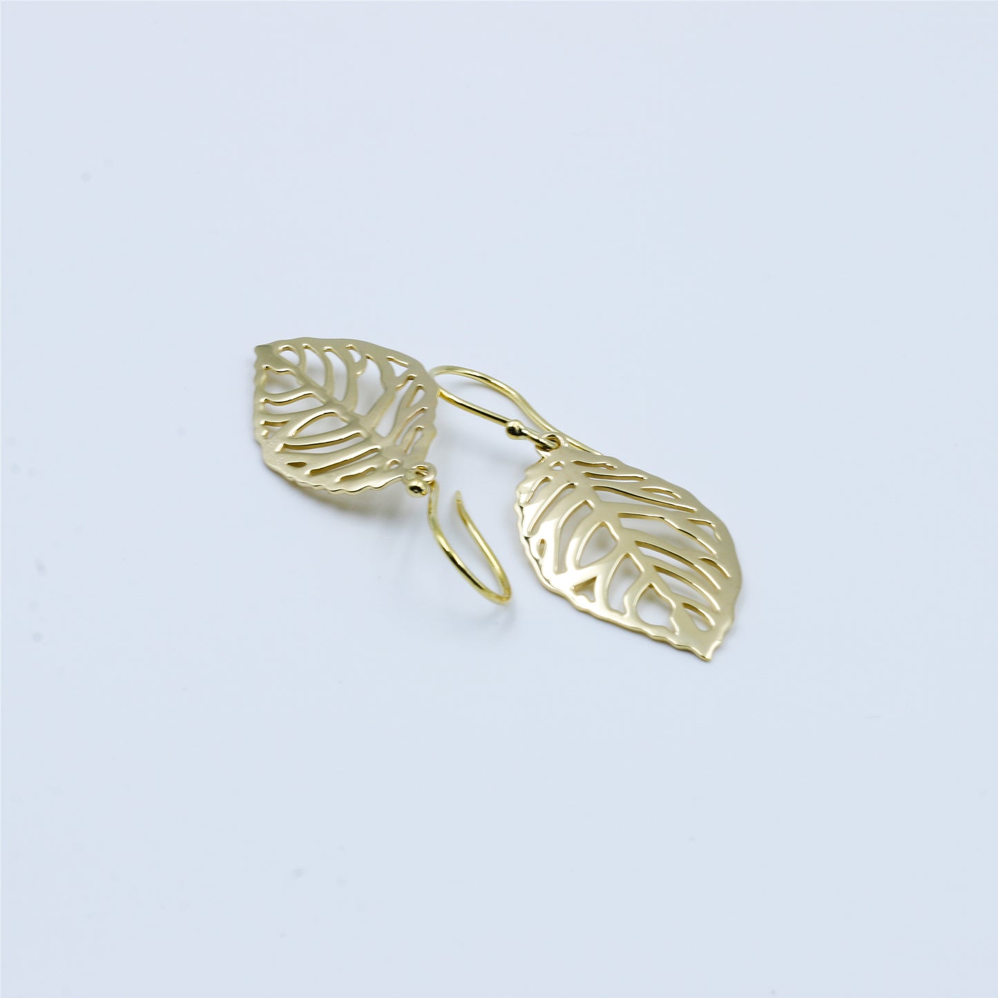 14K Gold Filigree Plume Drop Earrings