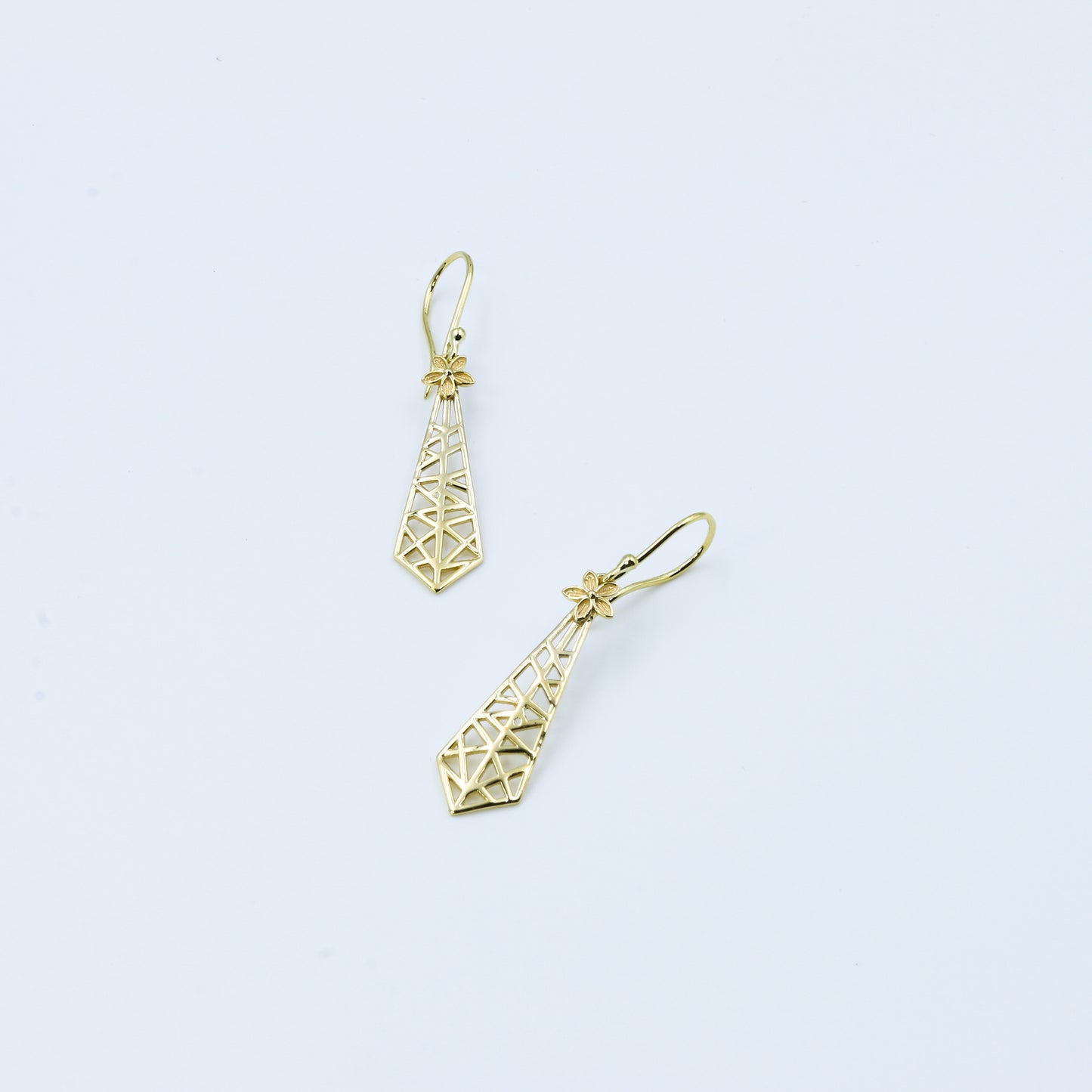 14K Gold Filigree Jali Drop Earrings
