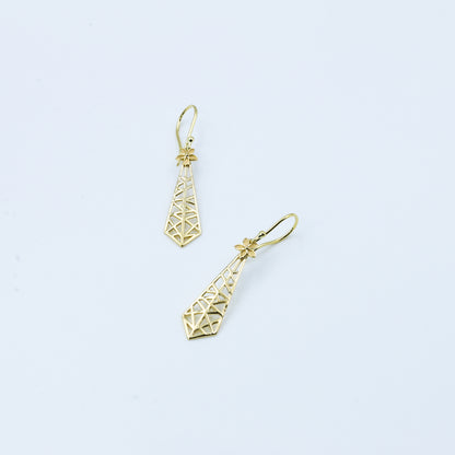 14K Gold Filigree Jali Drop Earrings
