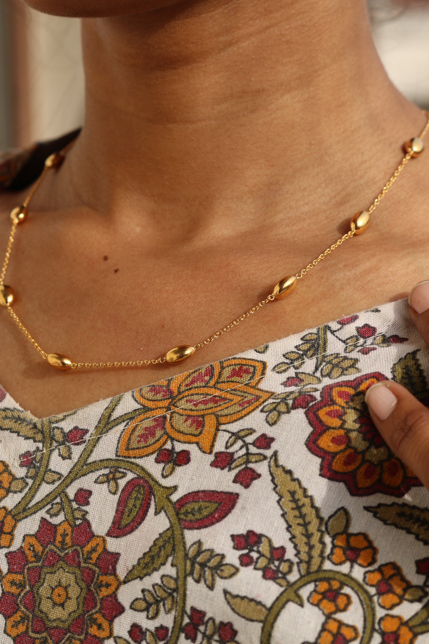 Minimal Gold Station Necklace - Anirudh Jewels