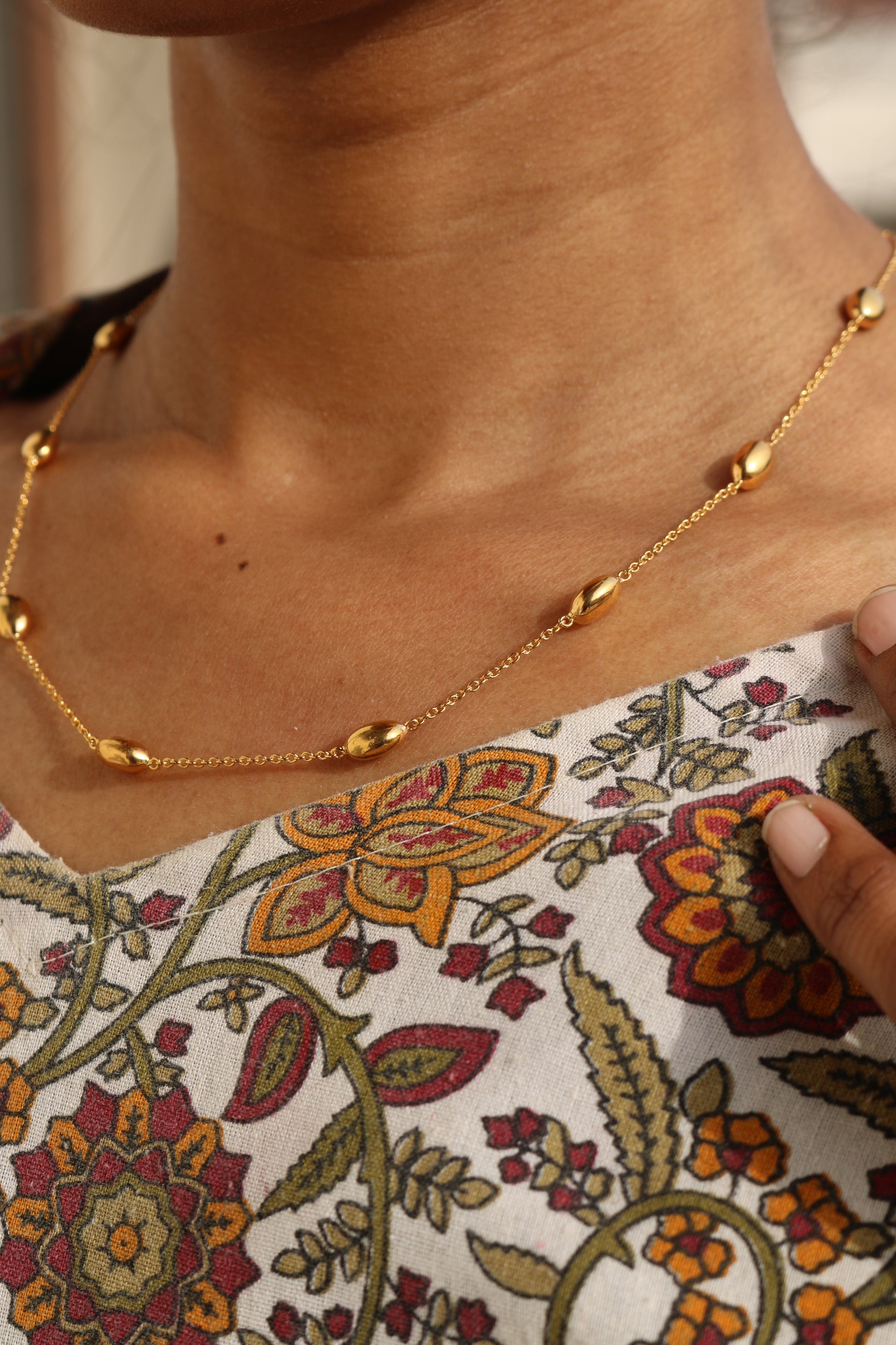 Minimal Gold Station Necklace - Anirudh Jewels