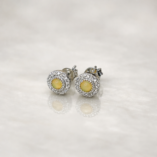 Diamond Opal Halo Stud Earrings for Women – Elegant Gold Designer Earrings - Anirudh Jewels