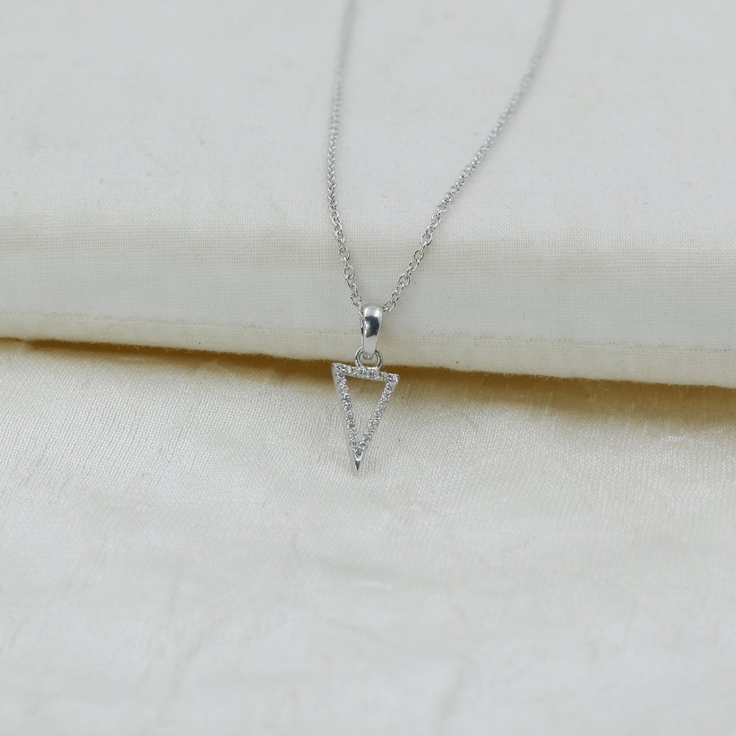 Diamond Triangle Gold Pendant – Natural Diamond Geometric Necklace - Anirudh Jewels