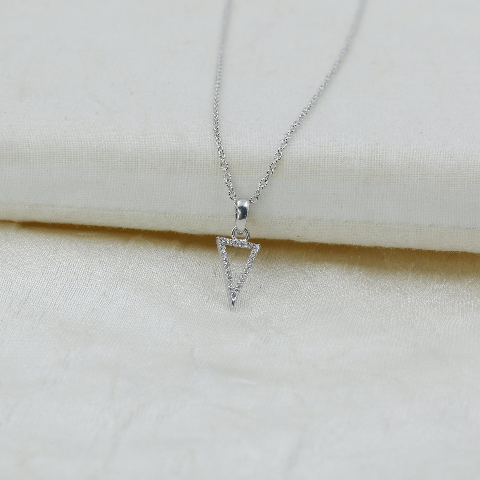 Diamond Triangle Gold Pendant – Natural Diamond Geometric Necklace - Anirudh Jewels