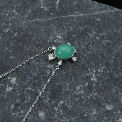 Elegant Emerald Pendant Necklace – 16+2" | 0.32 CT Diamond Accents | 3.03 CT Natural Emerald