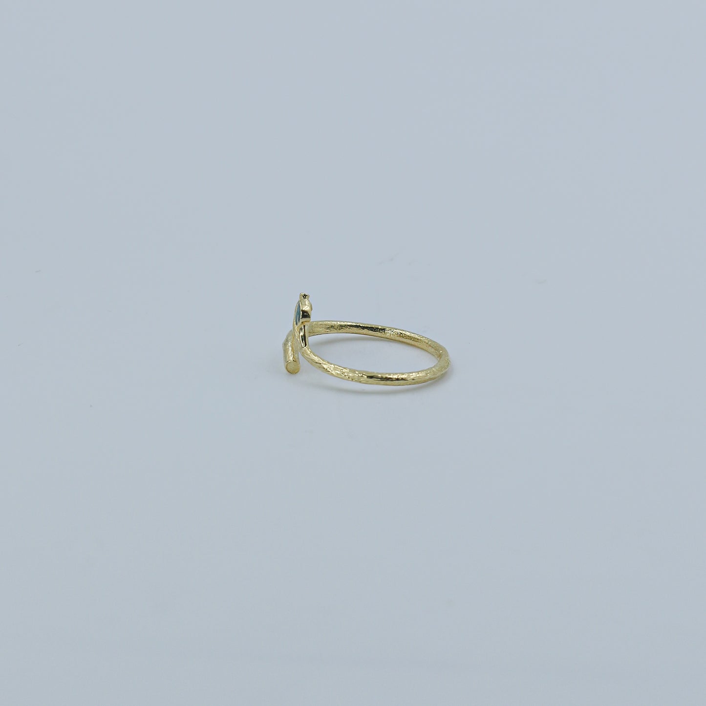 Yellow Gold Simple Bypass Ring with Gemstone Accents