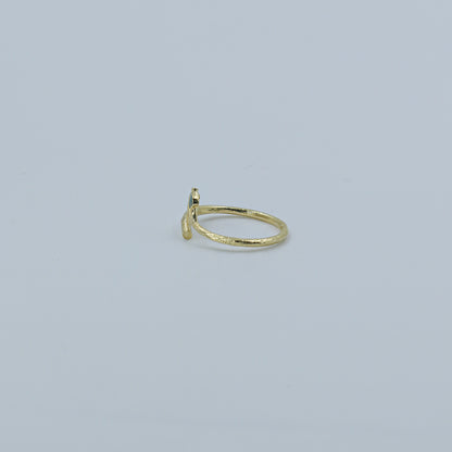 Yellow Gold Simple Bypass Ring with Gemstone Accents