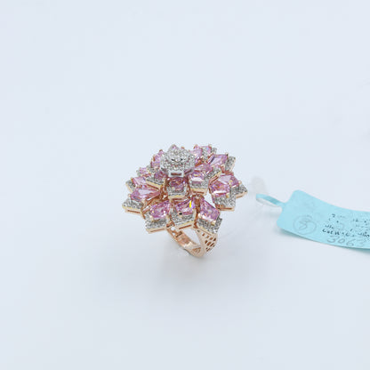 Pink Colorstone & Diamond Floral Statement Ring