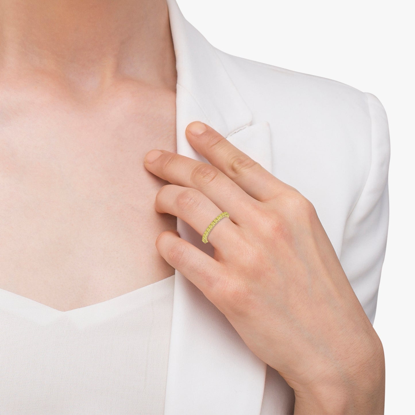 Yellow Gold Patterned Diamond Eternity Band