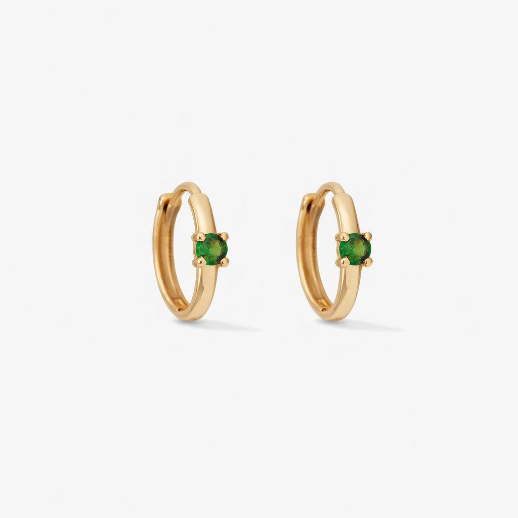 Tsavorite Gold Hoop Earring for Women – Minimalist Luxury Gemstone Hoop - Anirudh Jewels