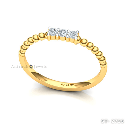 Handcrafted Beaded Finish Diamond Ring By Anirudh Jewels