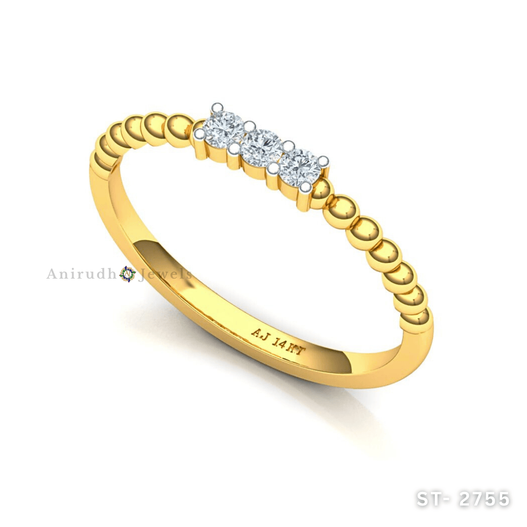 Handcrafted Beaded Finish Diamond Ring By Anirudh Jewels