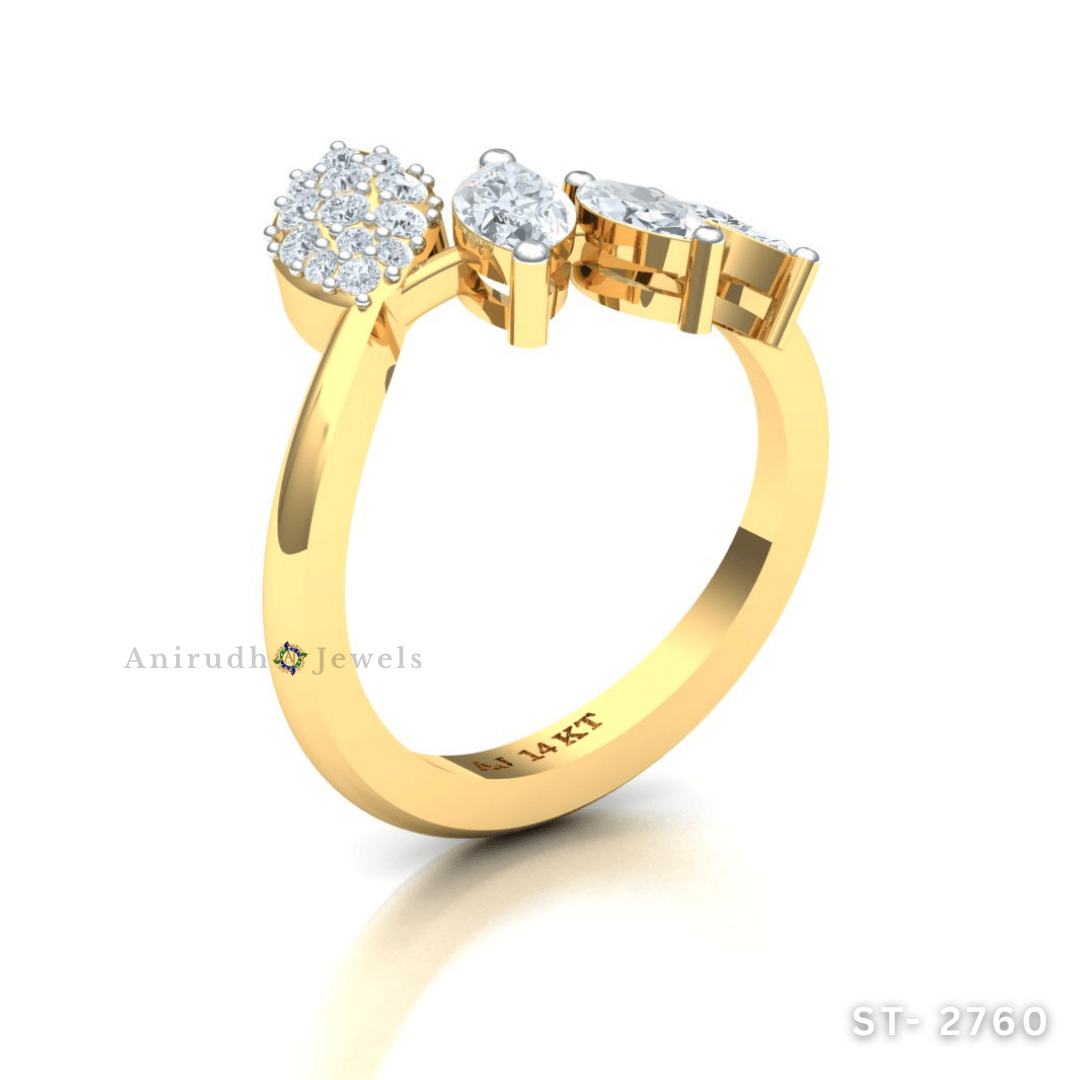 Cluster Leaf Aura Ring by Anirudh Jewels