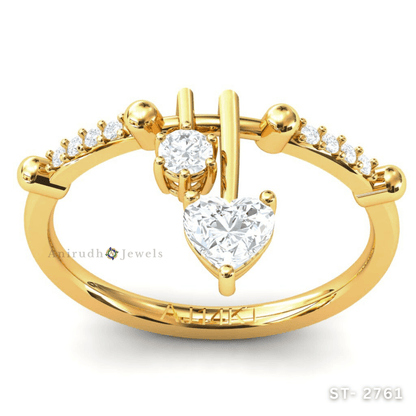 Heart Drop Diamond Ring by Anirudh Jewels.