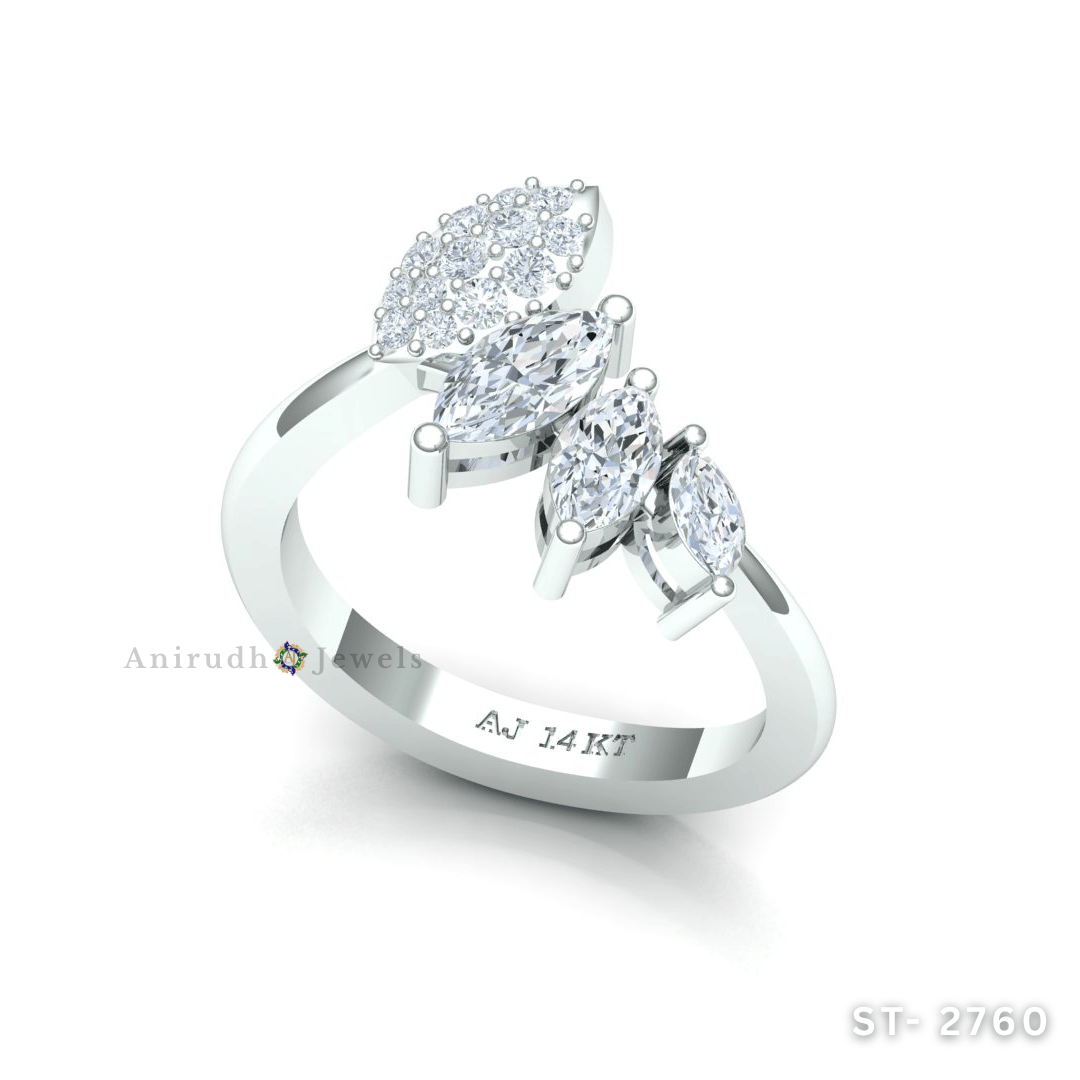 Cluster Leaf Aura Ring by Anirudh Jewels