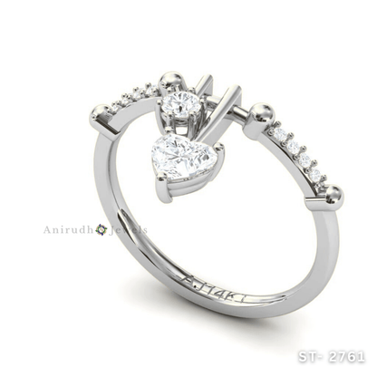 Heart Drop Diamond Ring by Anirudh Jewels.