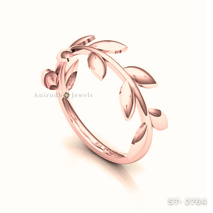 Golden Laurel Leaf Ring by Anirudh Jewels