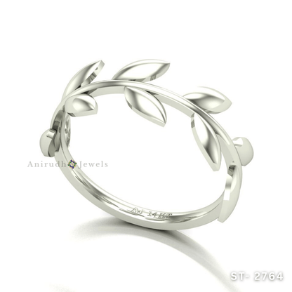 Golden Laurel Leaf Ring by Anirudh Jewels