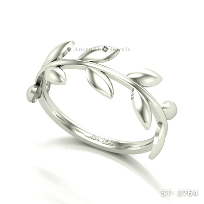 Golden Laurel Leaf Ring by Anirudh Jewels