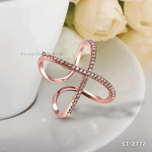 Diamond Loop Crossover Ring by Anirudh Jewels