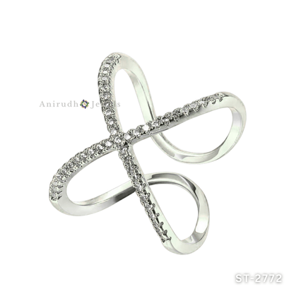Diamond Loop Crossover Ring by Anirudh Jewels