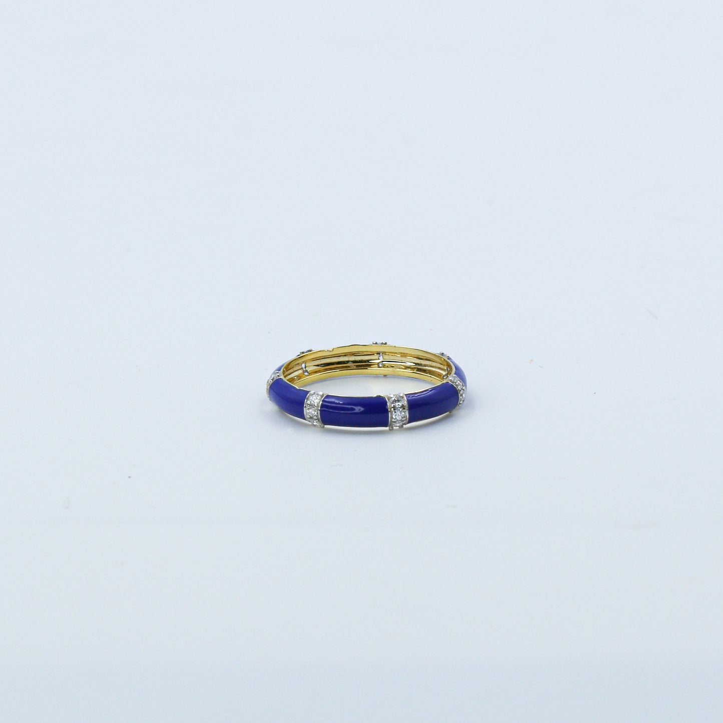 Royal Blue Enamel and Diamond Accent Band Ring
