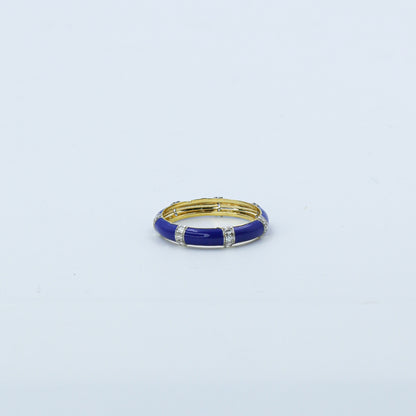 Royal Blue Enamel and Diamond Accent Band Ring