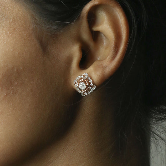Diamond Filigree Halo Stud Earrings