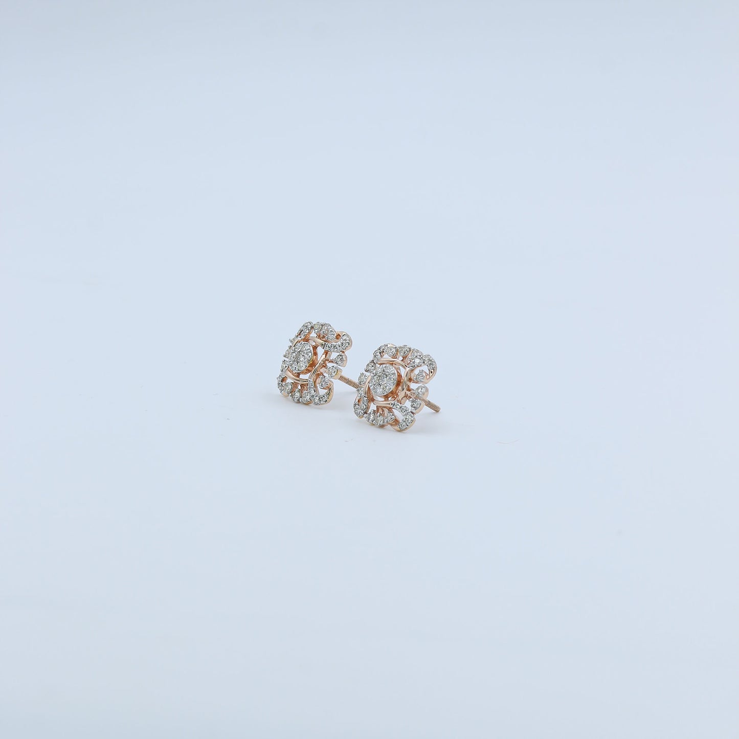 Diamond Filigree Halo Stud Earrings