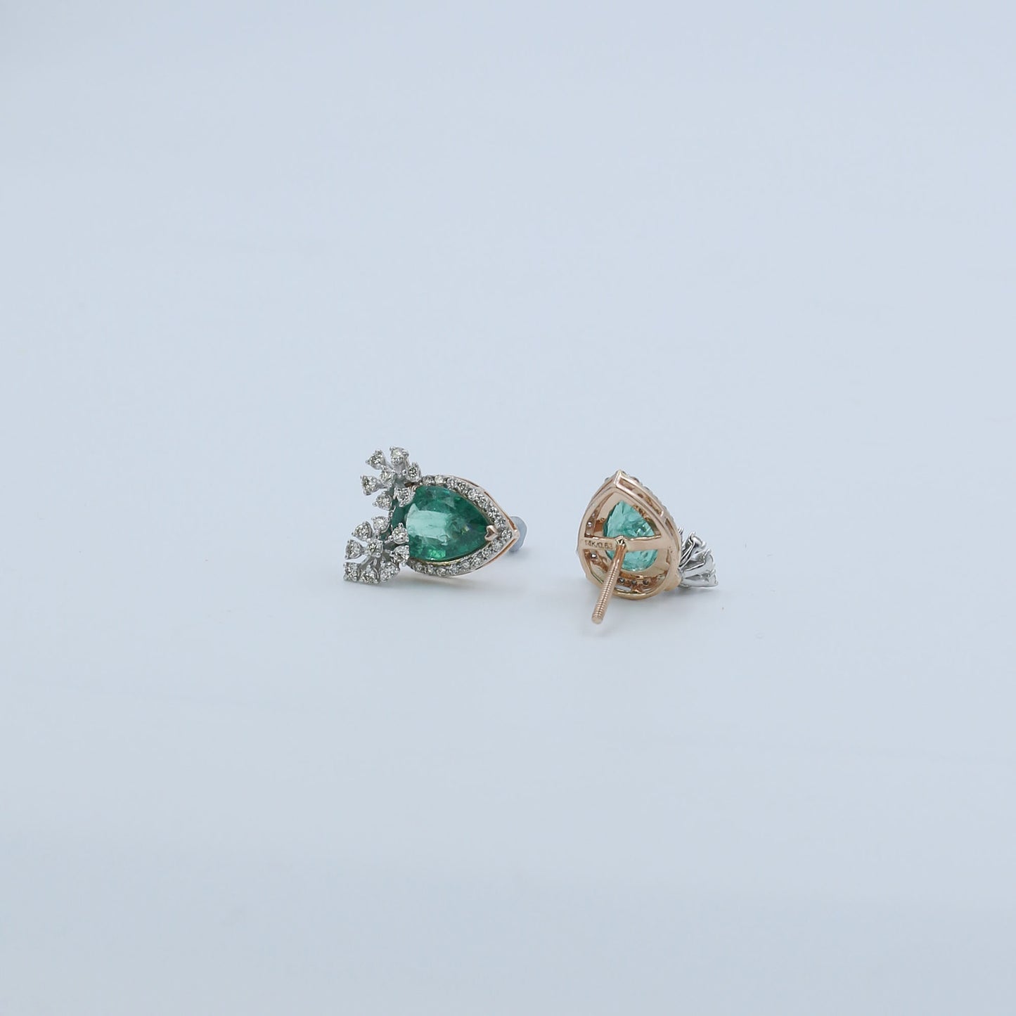 Diamond & Emerald Marquise Halo Earrings