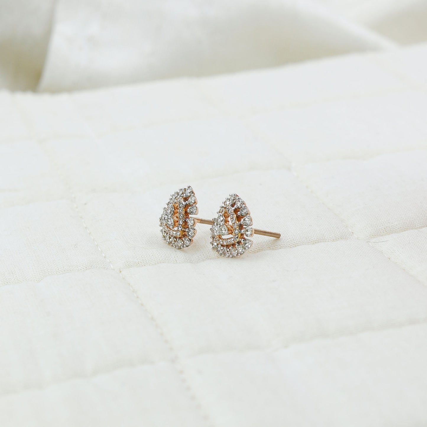 Diamond Pear-Shaped Halo Stud Earrings