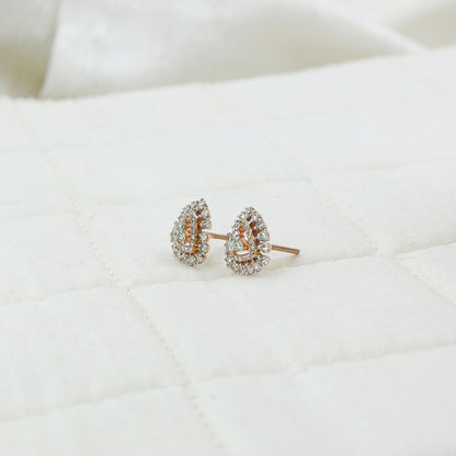 Diamond Pear-Shaped Halo Stud Earrings
