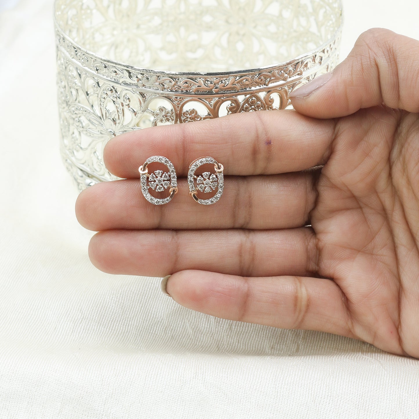 Diamond Orbital Halo Stud Earrings