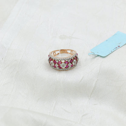 Diamond & Ruby Architectural Wide Band Ring
