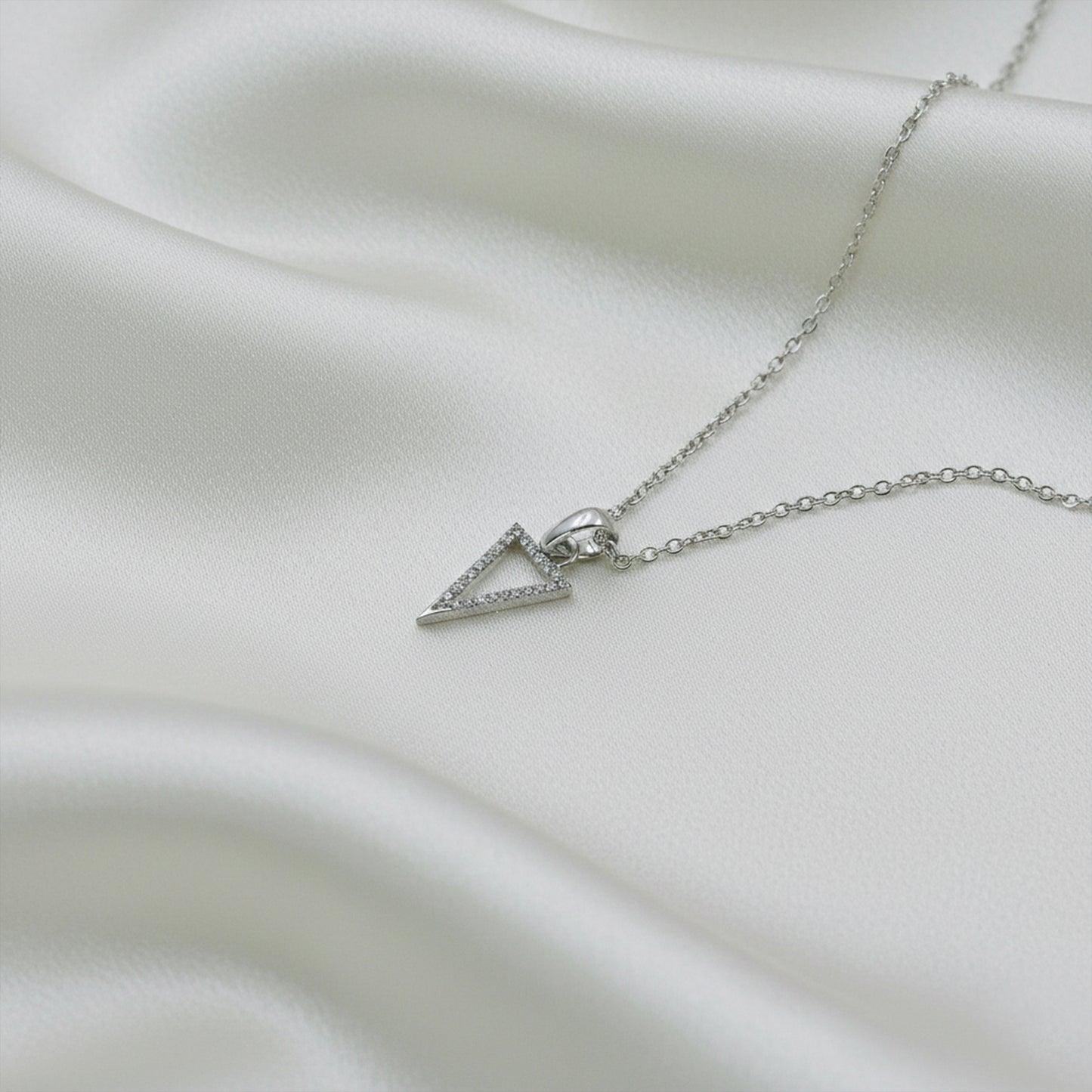 Diamond Triangle Gold Pendant – Natural Diamond Geometric Necklace - Anirudh Jewels
