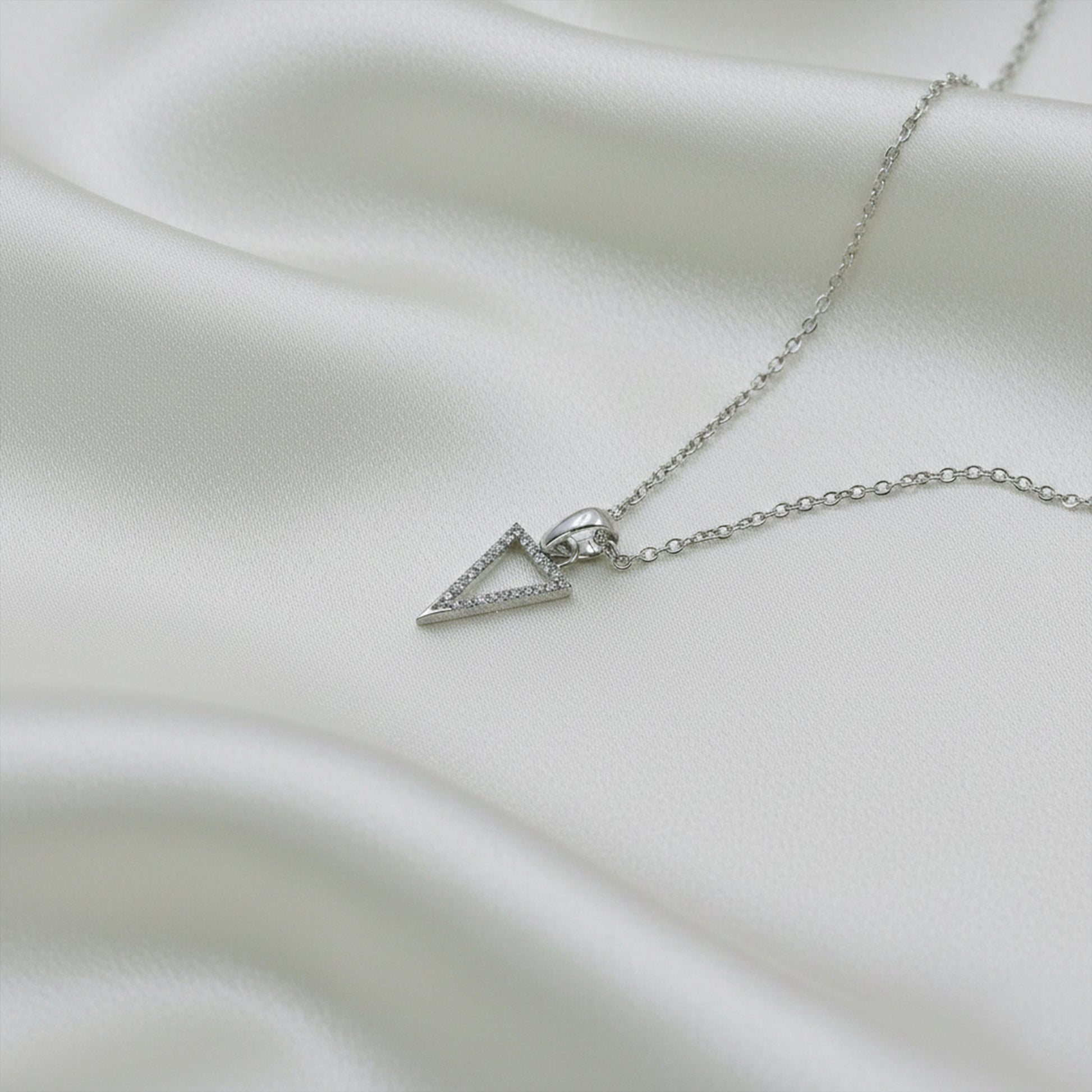 Diamond Triangle Gold Pendant – Natural Diamond Geometric Necklace - Anirudh Jewels