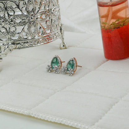 Diamond & Emerald Marquise Halo Earrings