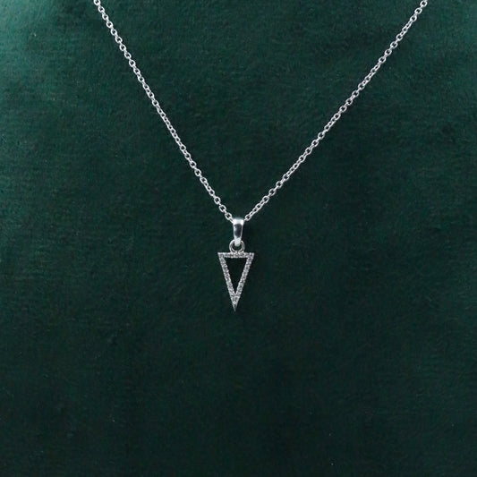 Diamond Triangle Gold Pendant – Natural Diamond Geometric Necklace - Anirudh Jewels
