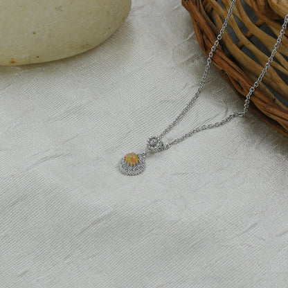 Diamond Opal Halo Gold Pendant for Women – Elegant Designer Necklace Pendant - Anirudh Jewels