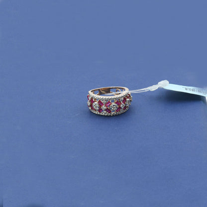 Diamond & Ruby Architectural Wide Band Ring