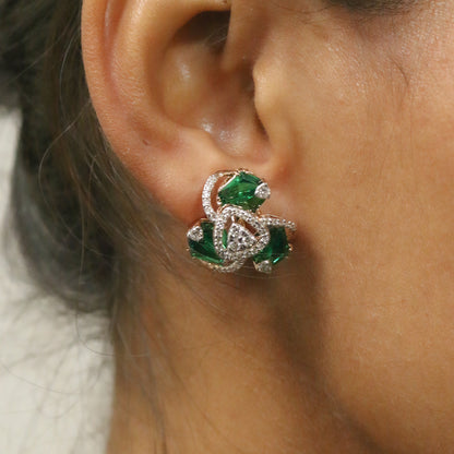Diamond & Emerald Verdant Swirl Earrings
