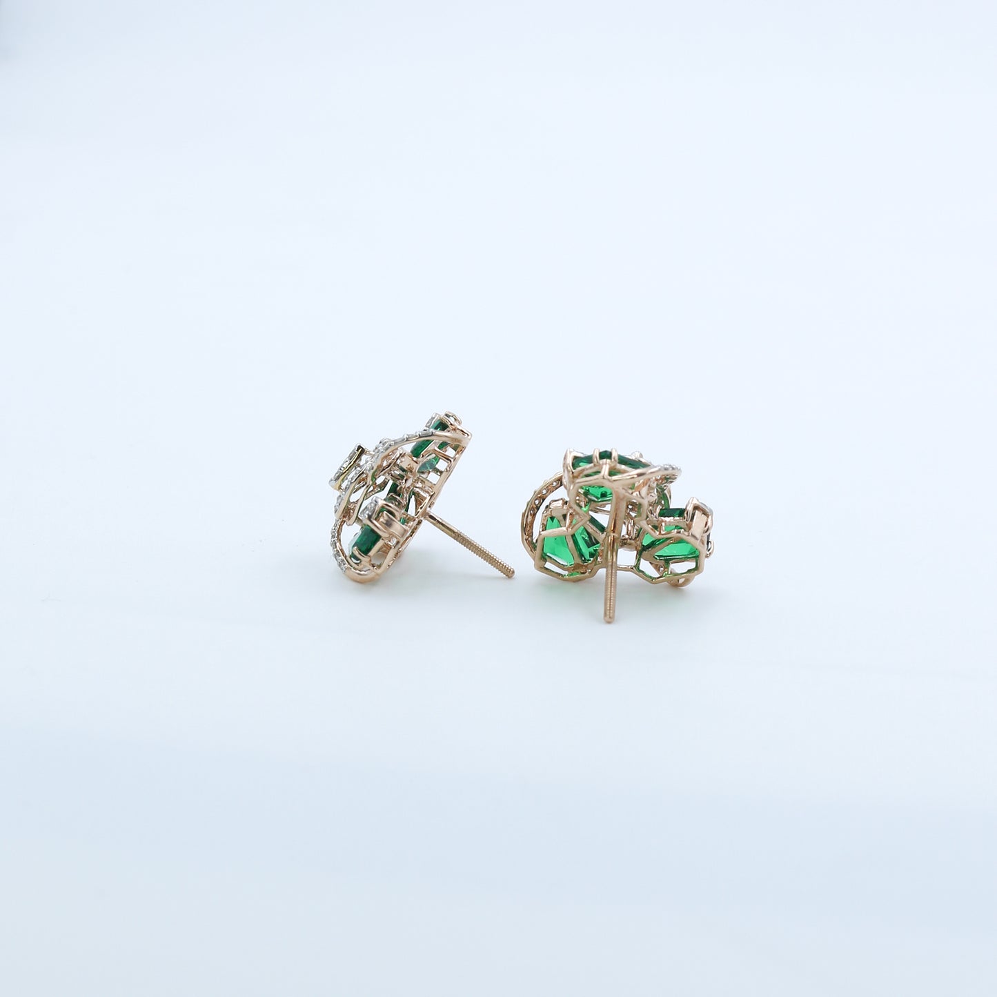 Diamond & Emerald Verdant Swirl Earrings