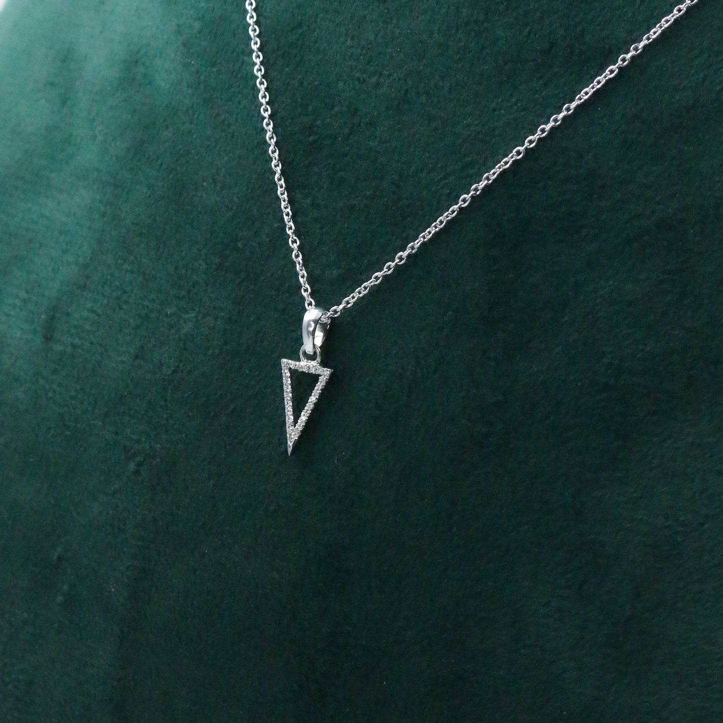 Diamond Triangle Gold Pendant – Natural Diamond Geometric Necklace - Anirudh Jewels