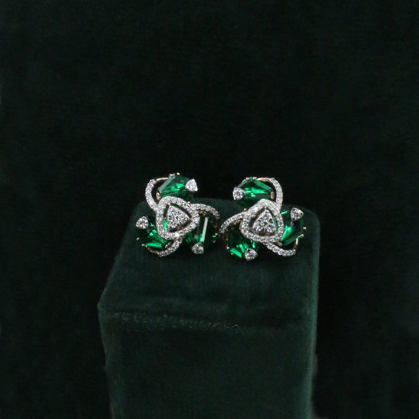 Diamond & Emerald Verdant Swirl Earrings