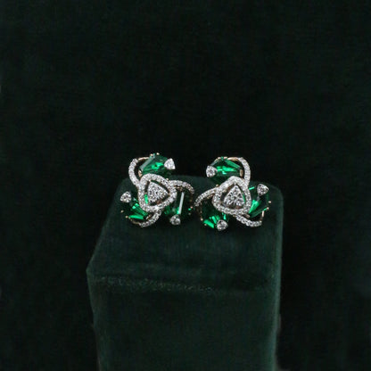 Diamond & Emerald Verdant Swirl Earrings