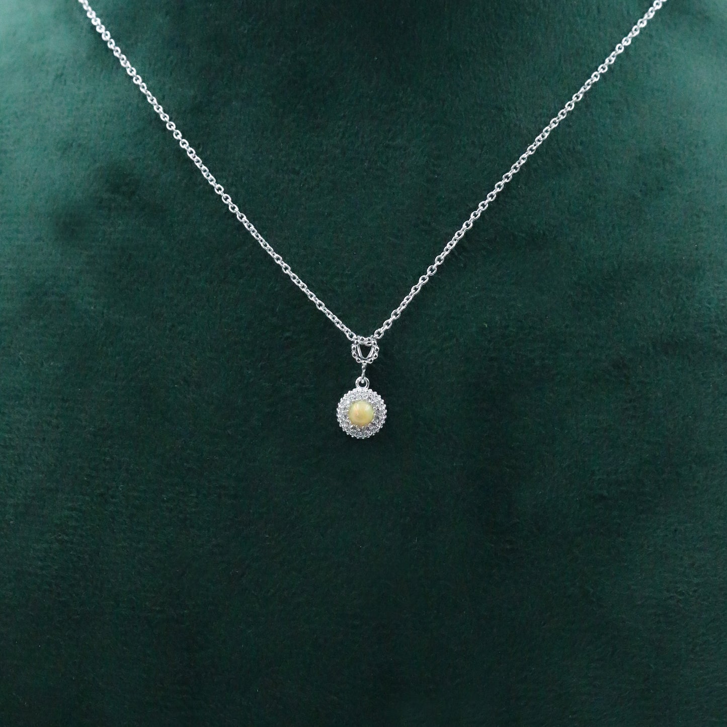 Diamond Opal Halo Gold Pendant for Women – Elegant Designer Necklace Pendant - Anirudh Jewels